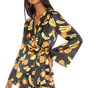 Song of Style Fruit Print Satin Blazer